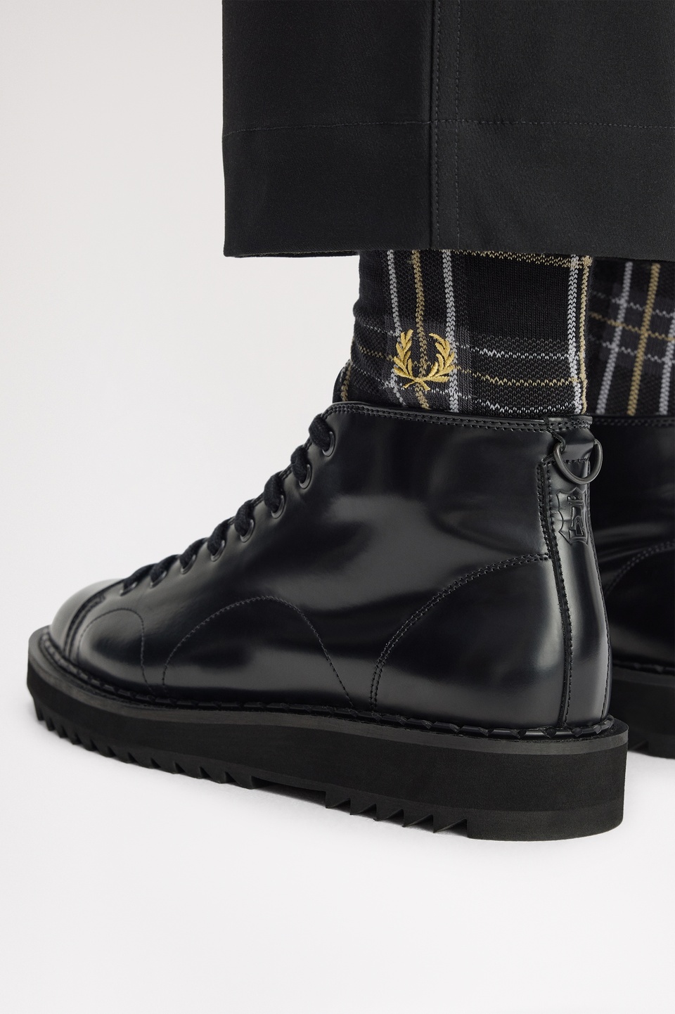Tartan Socks 90A:BLACK / CHAMPAGNE 6-8