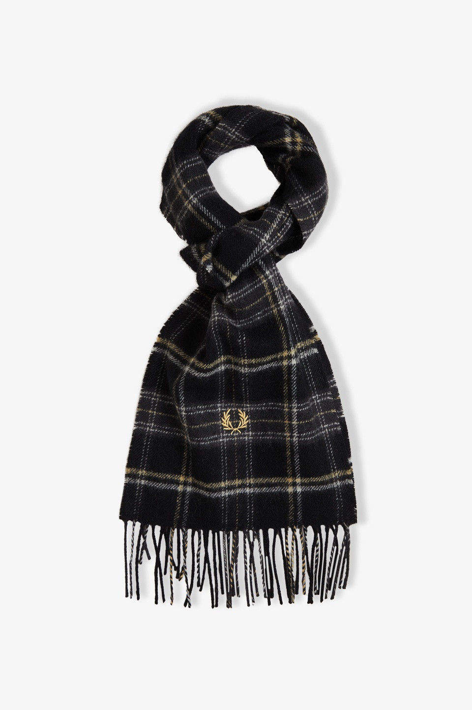 Lambswool Scarf(1SZ 90A：BLACK / CHAMPAGNE): | FRED PERRY JAPAN