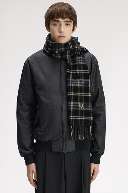 Lambswool Scarf(1SZ 90A：BLACK / CHAMPAGNE): | FRED PERRY JAPAN