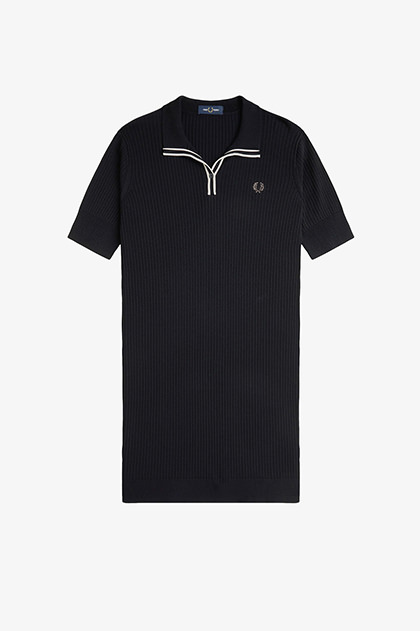 Ribbed Knitted Polo Dress