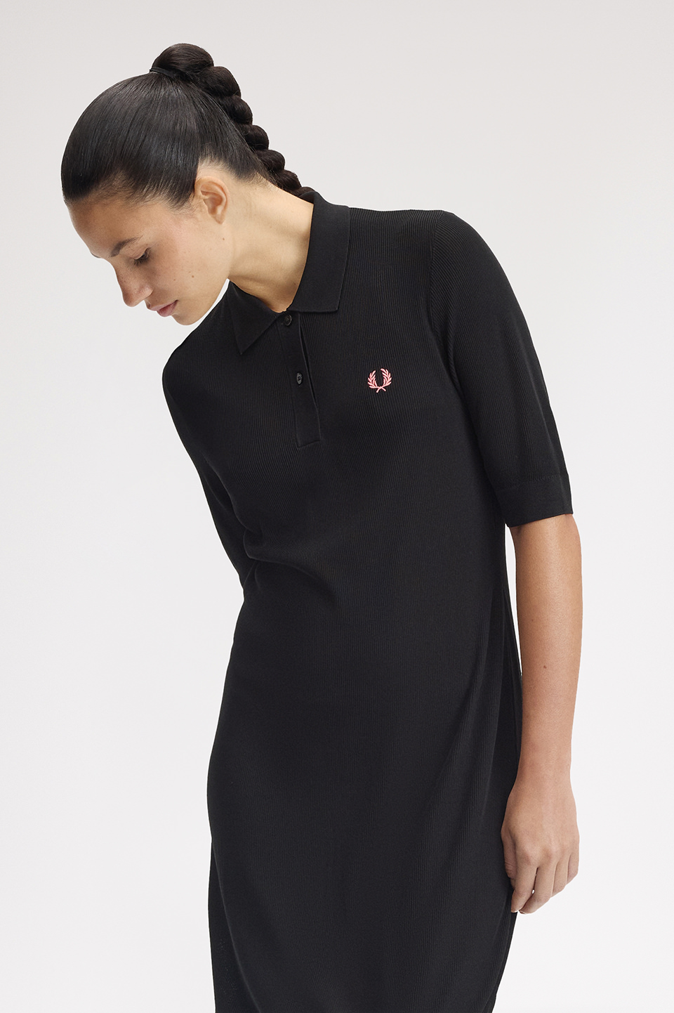 Ribbed Knitted Polo Shirt Dress(10 102：BLACK): | FRED PERRY JAPAN