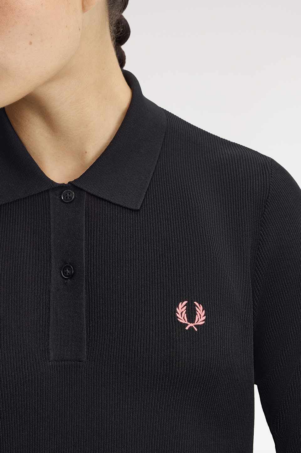 Ribbed Knitted Polo Shirt Dress(10 102：BLACK): | FRED PERRY JAPAN