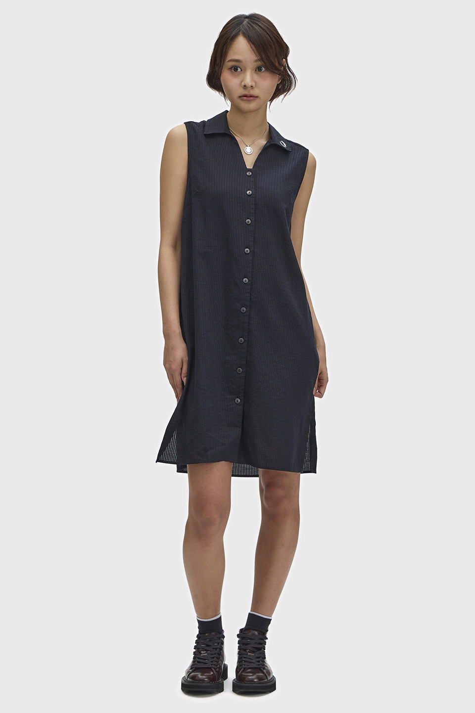 Sheer Stripe Sleeveless Dress(8 102：BLACK): | FRED PERRY JAPAN