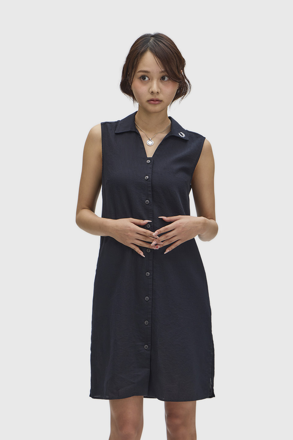 Sheer Stripe Sleeveless Dress(8 102：BLACK): | FRED PERRY JAPAN