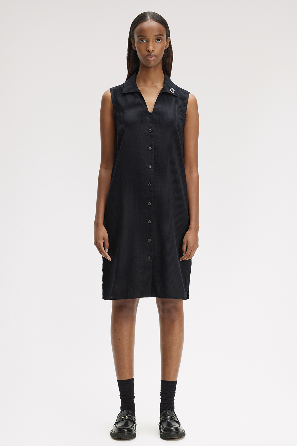 Sheer Stripe Sleeveless Dress(8 102：BLACK): | FRED PERRY JAPAN