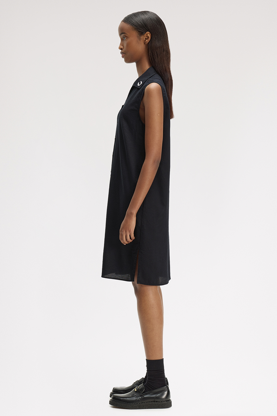 Sheer Stripe Sleeveless Dress(8 102：BLACK): | FRED PERRY JAPAN