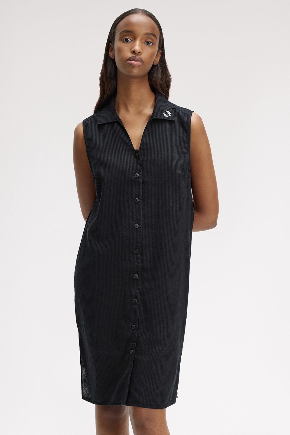 Sheer Stripe Sleeveless Dress(8 102：BLACK): | FRED PERRY JAPAN