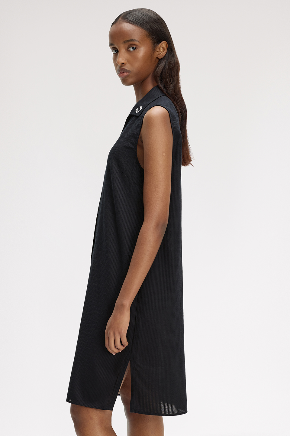 Sheer Stripe Sleeveless Dress(8 102：BLACK): | FRED PERRY JAPAN