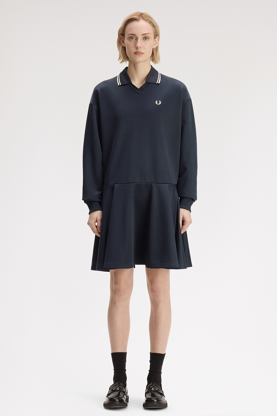 Tipped Sweatshirt Dress(8 608：NAVY): | FRED PERRY JAPAN 