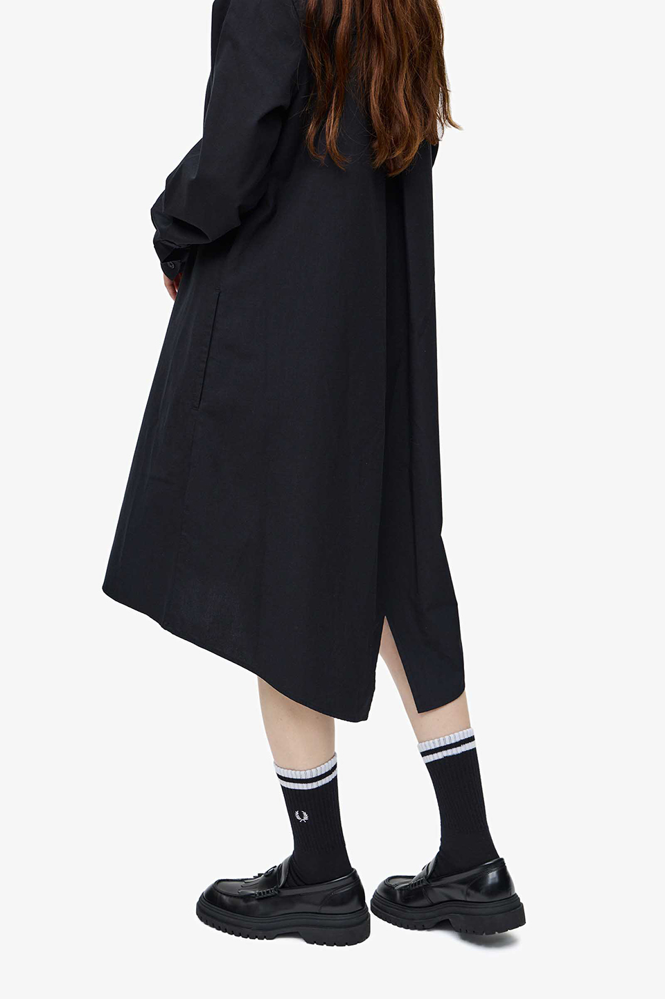 Fishtail Hem Shirt Dress(8 102:BLACK): | FRED PERRY JAPAN