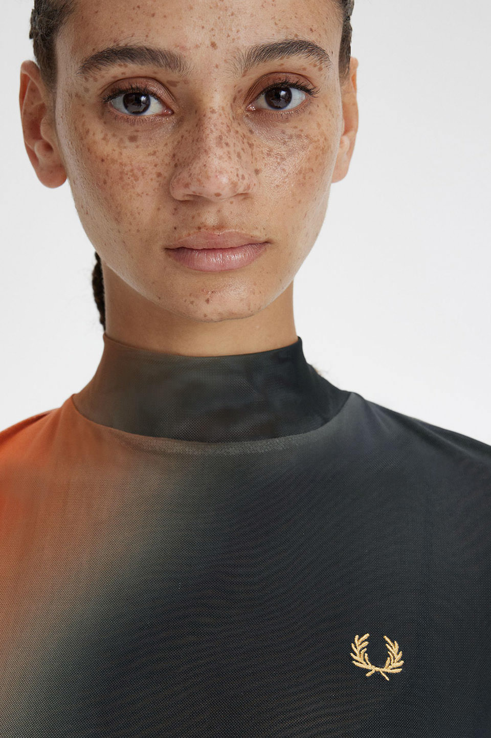 たまやんFRED PERRY モックネックドレス Printed Mesh Mock Neck Dress(10 Q20：NIGHT GREEN): | FRED