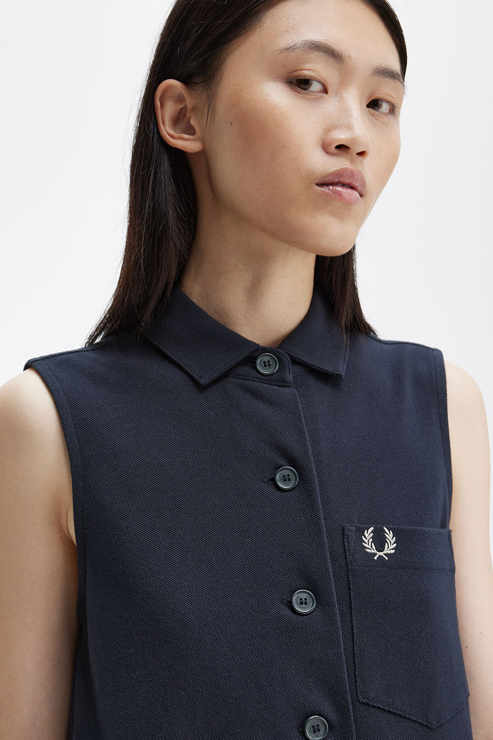 Button-Through Pique Shirt Dress(8 608：NAVY): | FRED PERRY JAPAN 