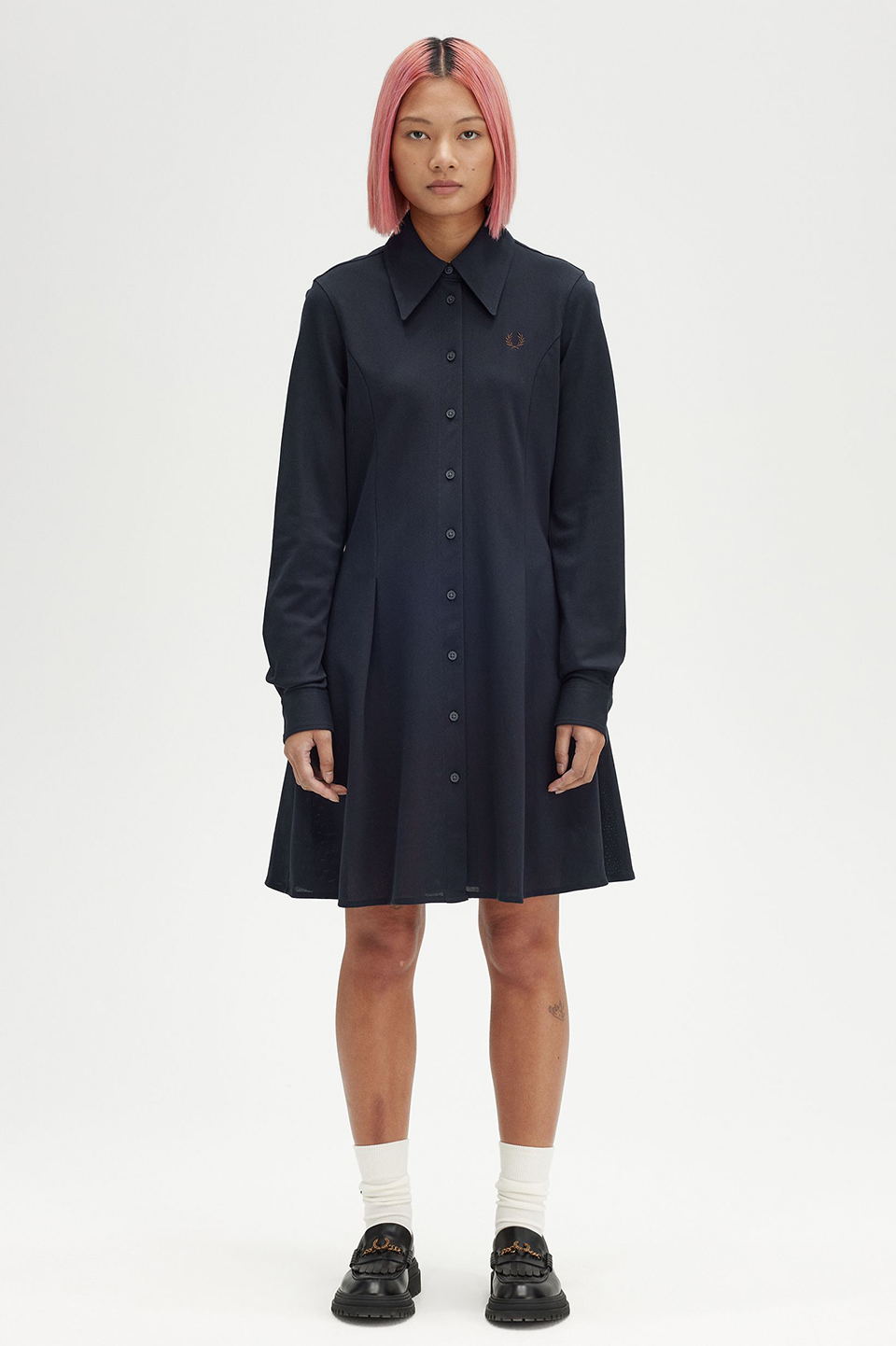 Woven Mesh Shirt Dress(8 608：NAVY): | FRED PERRY JAPAN | フレッド 