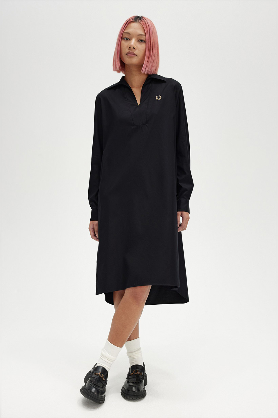 【美品】FRED PERRY フレッドペリーシャツドレスオリーブ Brushed Twill Shirt Dress(8 Q20：NIGHT GREEN): | FRED PERRY
