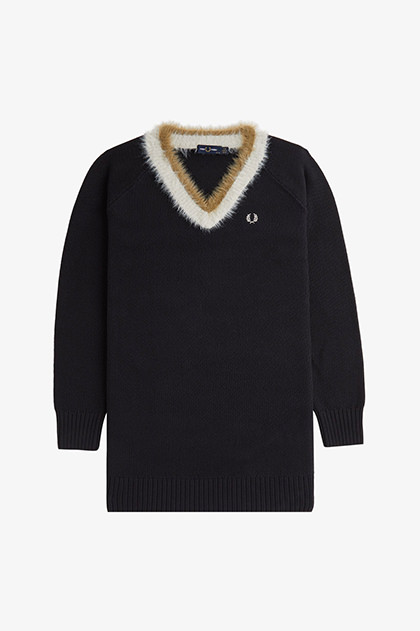 美品✨　フレッドペリー　ベスト　刺繍ロゴ　希少　L ブラック　黒　ニット　V FRED PERRY フレッドペリー チルデン ベスト ストライプド V