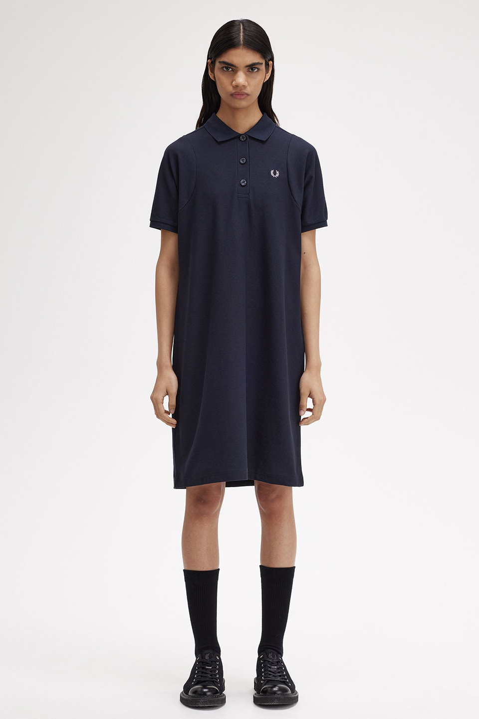 Crepe Pique Polo Shirt Dress(8 608：NAVY): | FRED PERRY