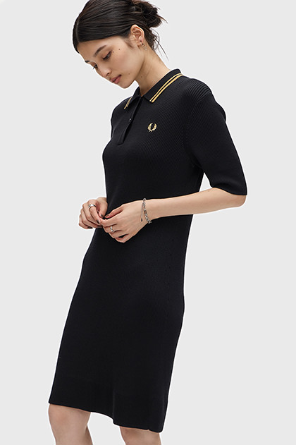 Ribbed Knitted Shirt Dress