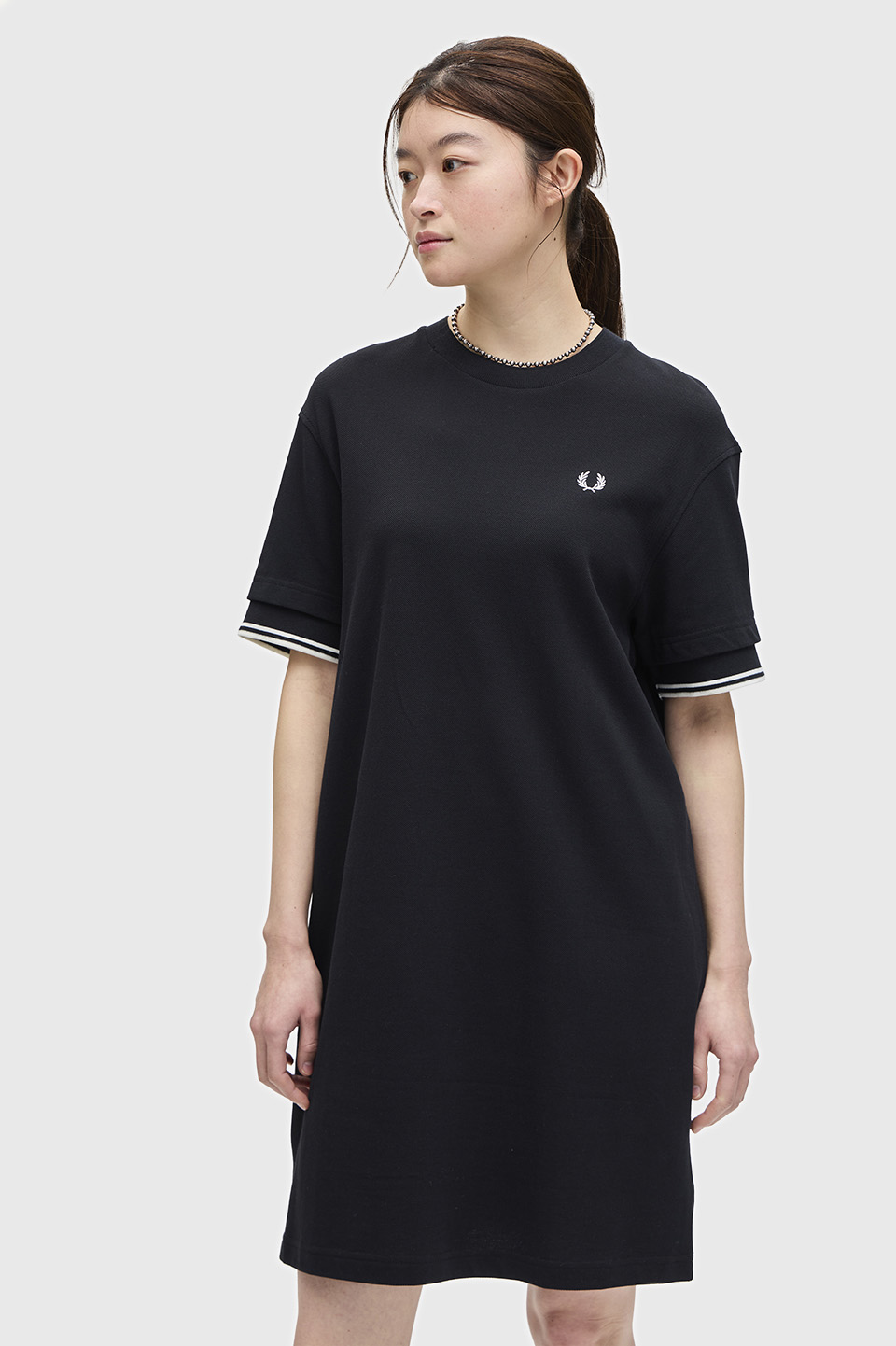 Tipped Pique T-Shirt Dress(10 102：BLACK): | FRED PERRY