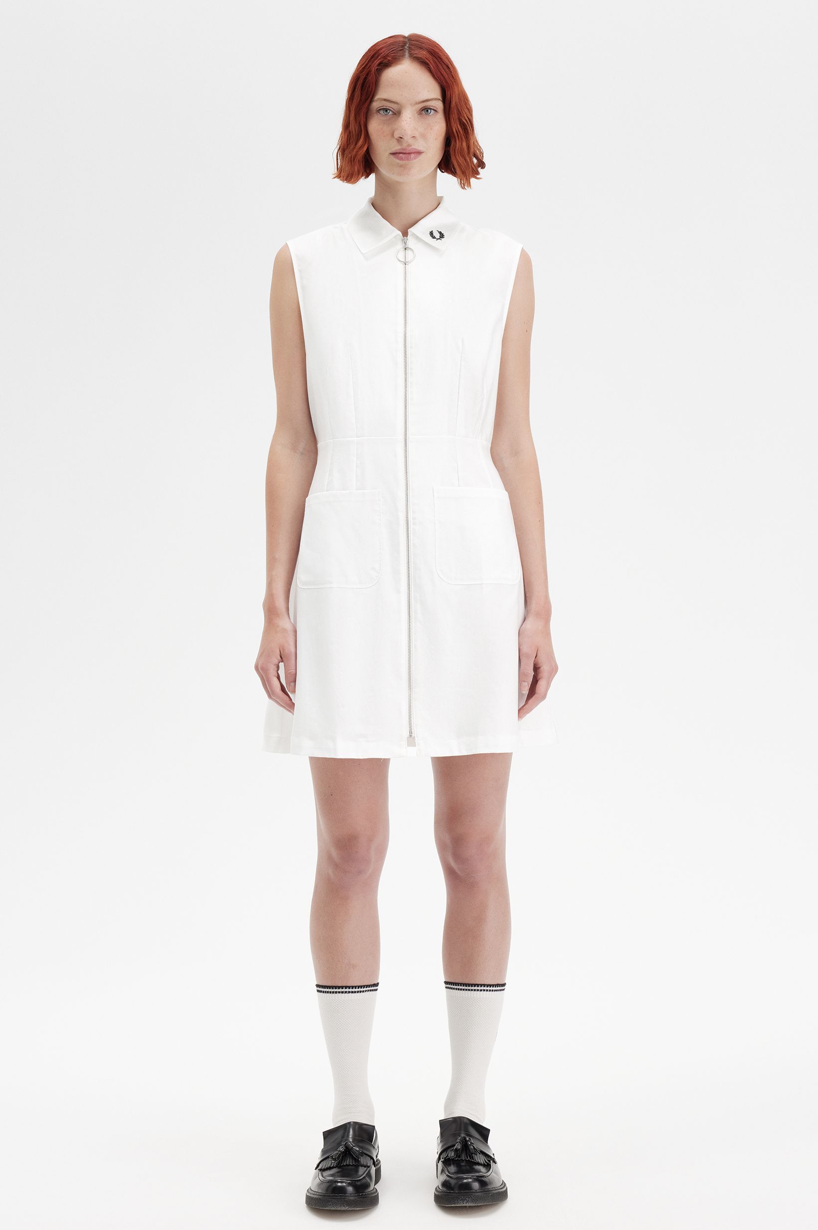 Zip-Through Shirt Dress(8 129：SNOW WHITE): | FRED PERRY