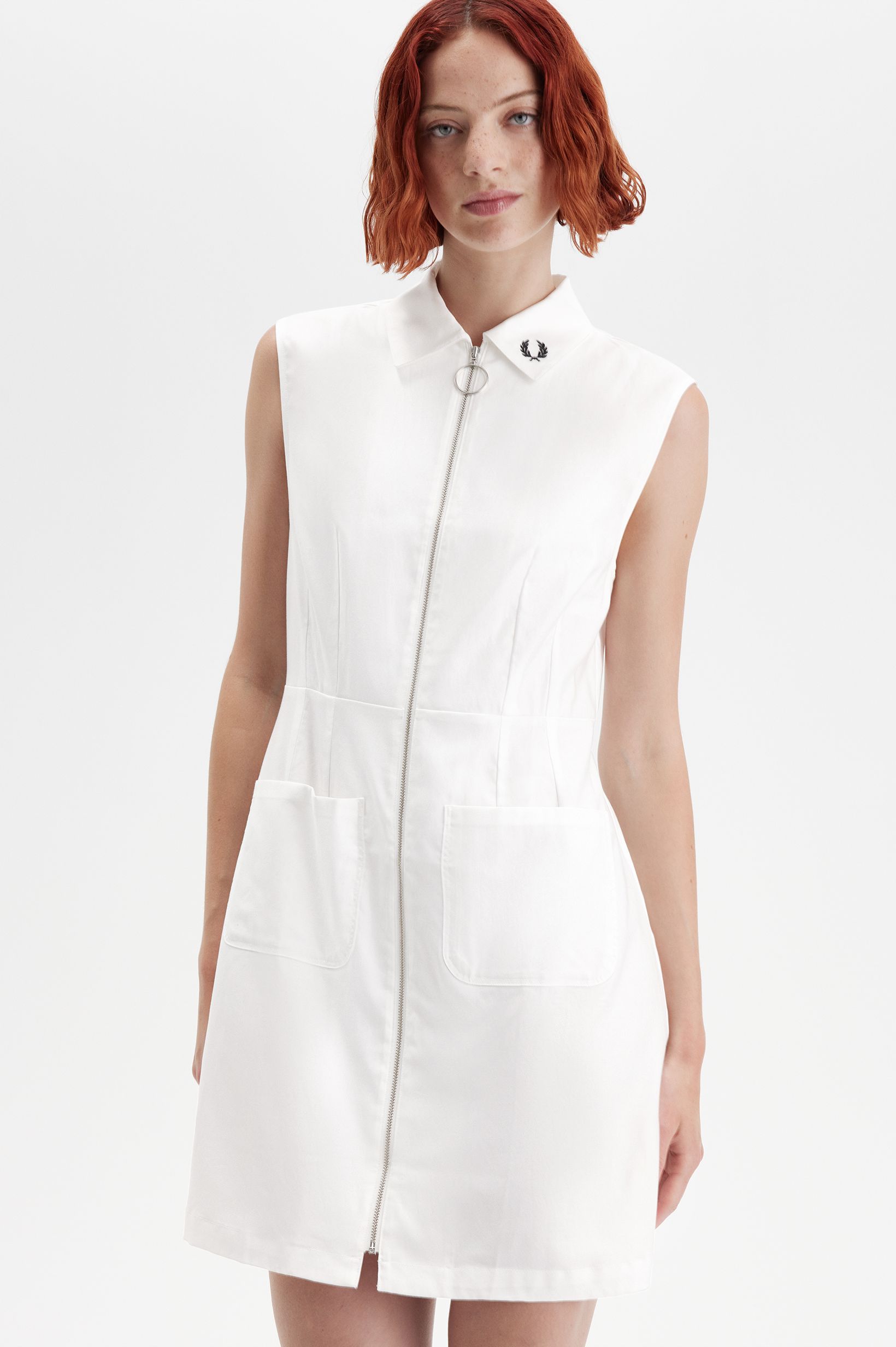 Zip-Through Shirt Dress(8 129：SNOW WHITE): | FRED PERRY
