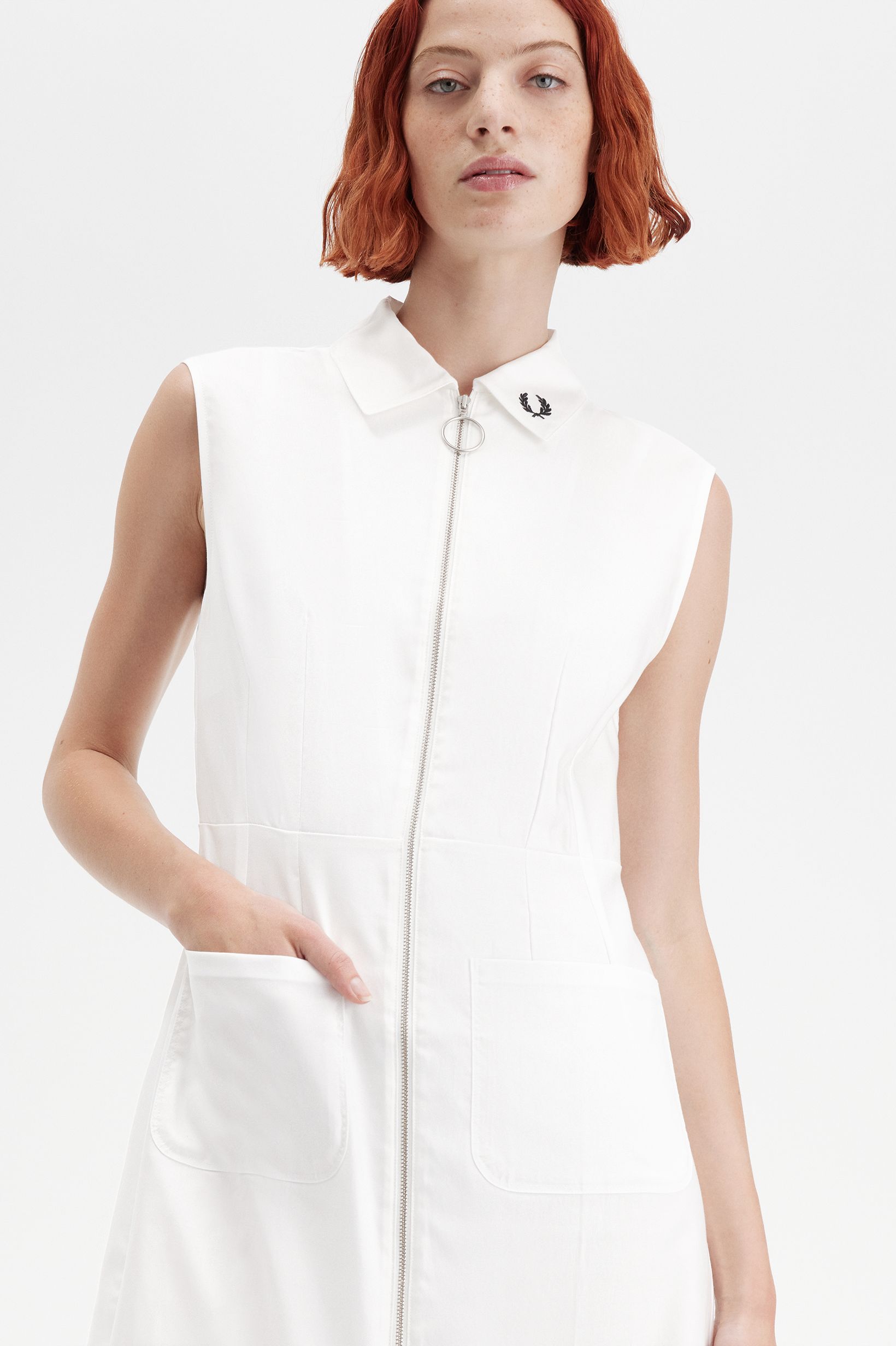 Zip-Through Shirt Dress(8 129：SNOW WHITE): | FRED PERRY