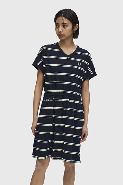 Striped V-Neck Jersey Dress