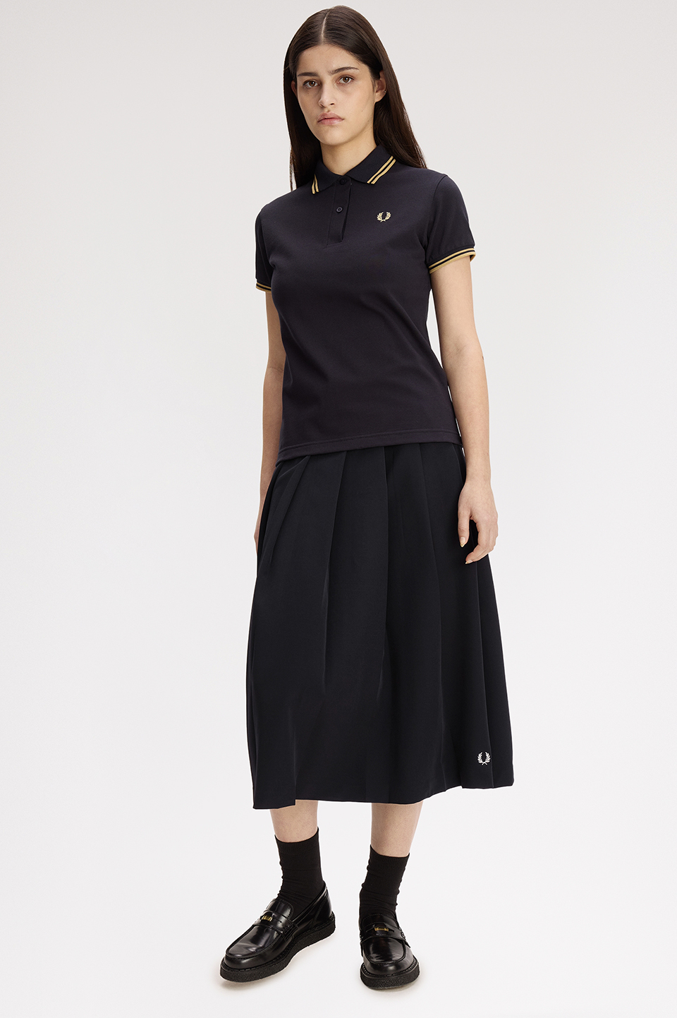 Pleated Midi Skirt(6 102：BLACK): | FRED PERRY JAPAN | フレッド