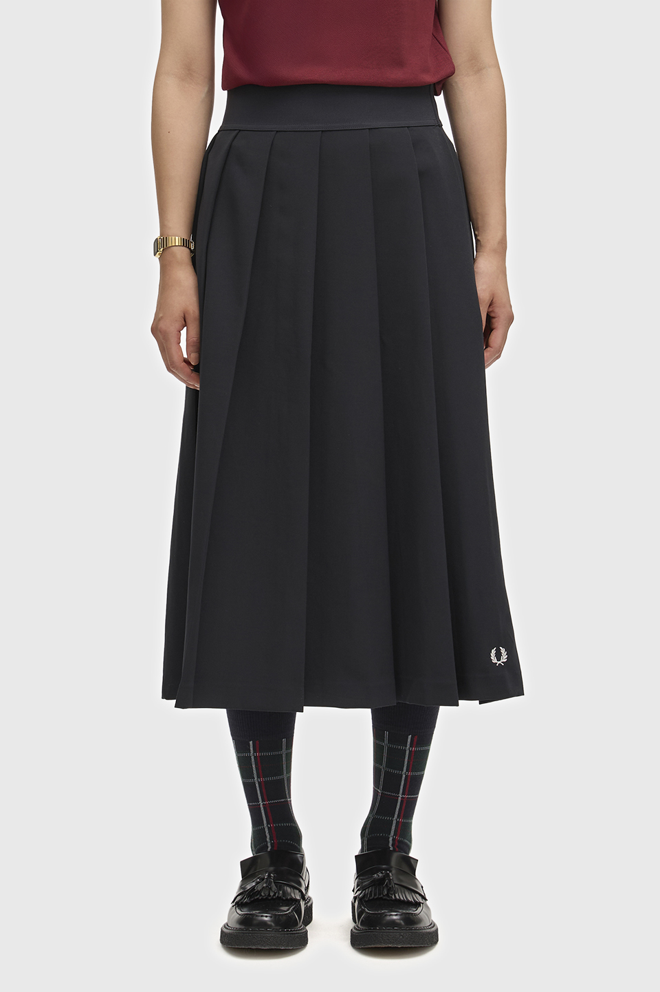 Pleated Midi Skirt(6 102：BLACK): | FRED PERRY JAPAN | フレッド