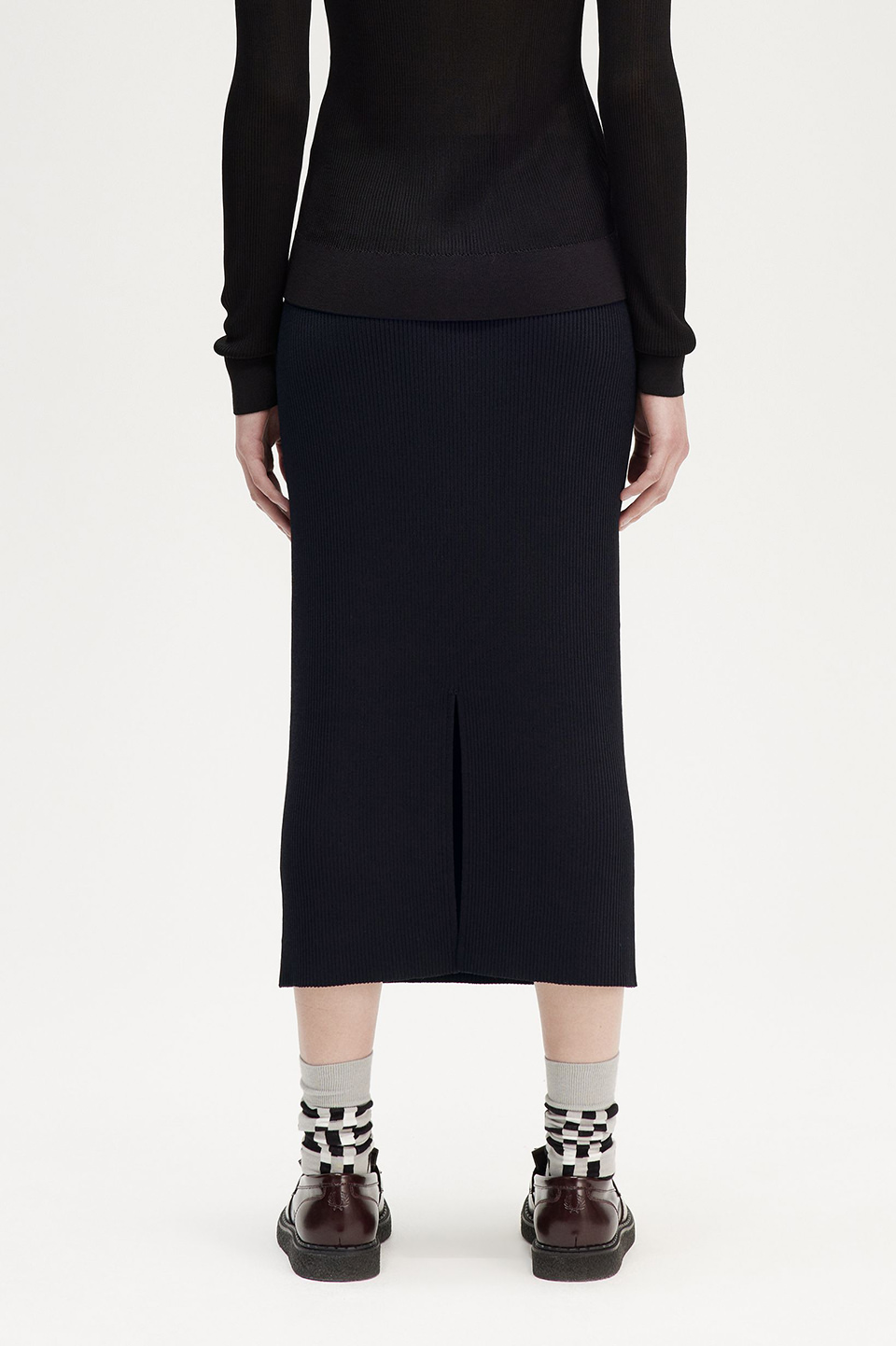 Ribbed Knitted Skirt(8 184：BLACK): | FRED PERRY JAPAN