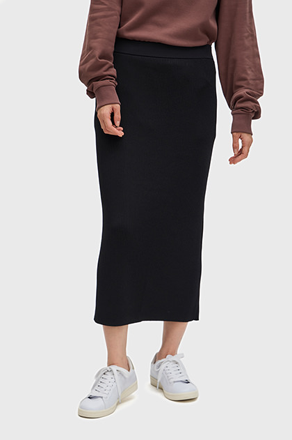 Ribbed Knitted Skirt(8 184：BLACK): | FRED PERRY JAPAN