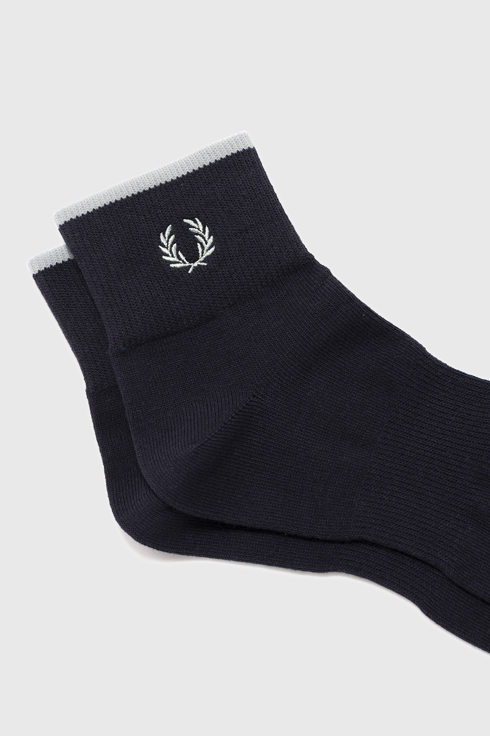 Single Tipped Short Socks 74C:NAVY / ECRU / SILVER BLUE 6-8