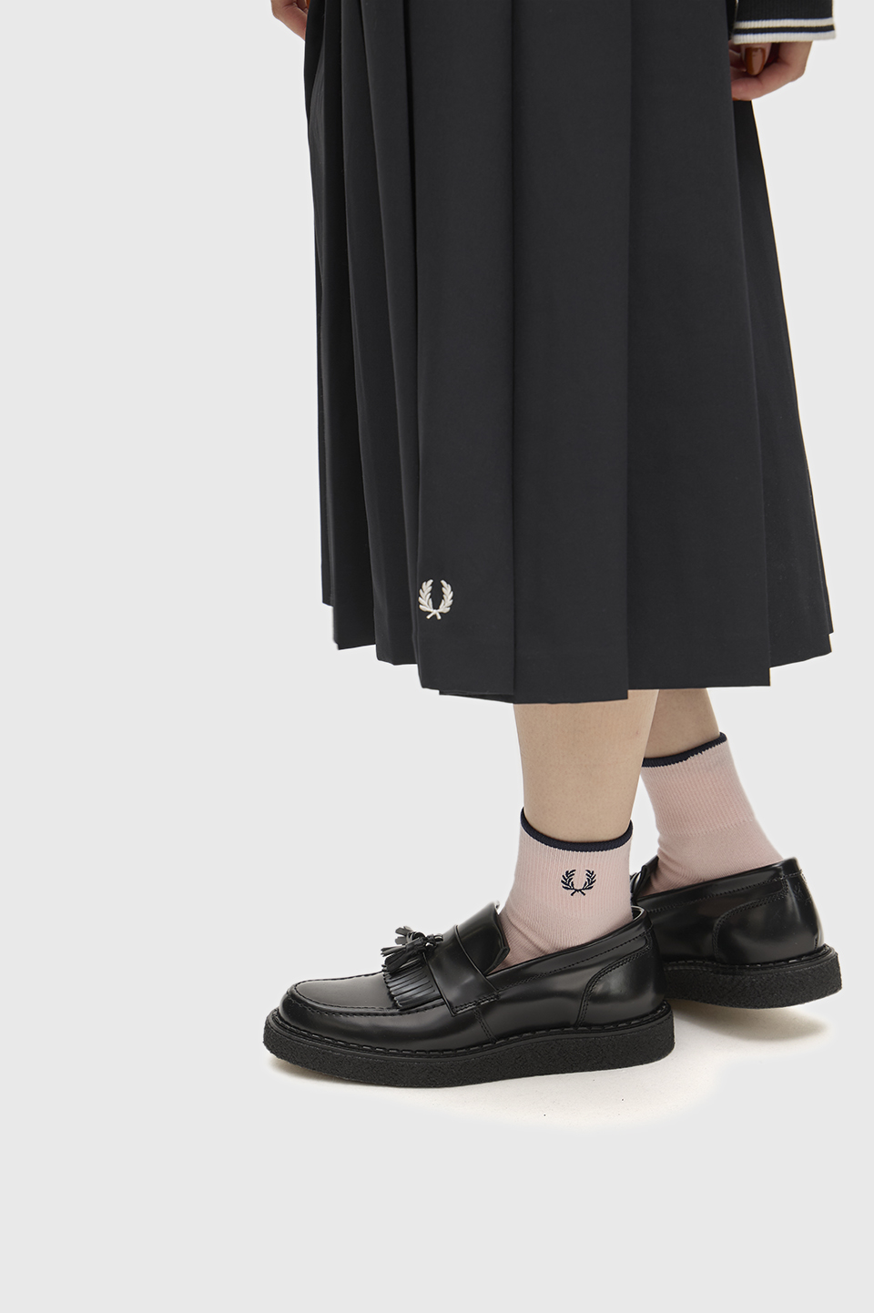 Single Tipped Short Socks 82C:ICED PINK / NAVY / NAVY 4-6