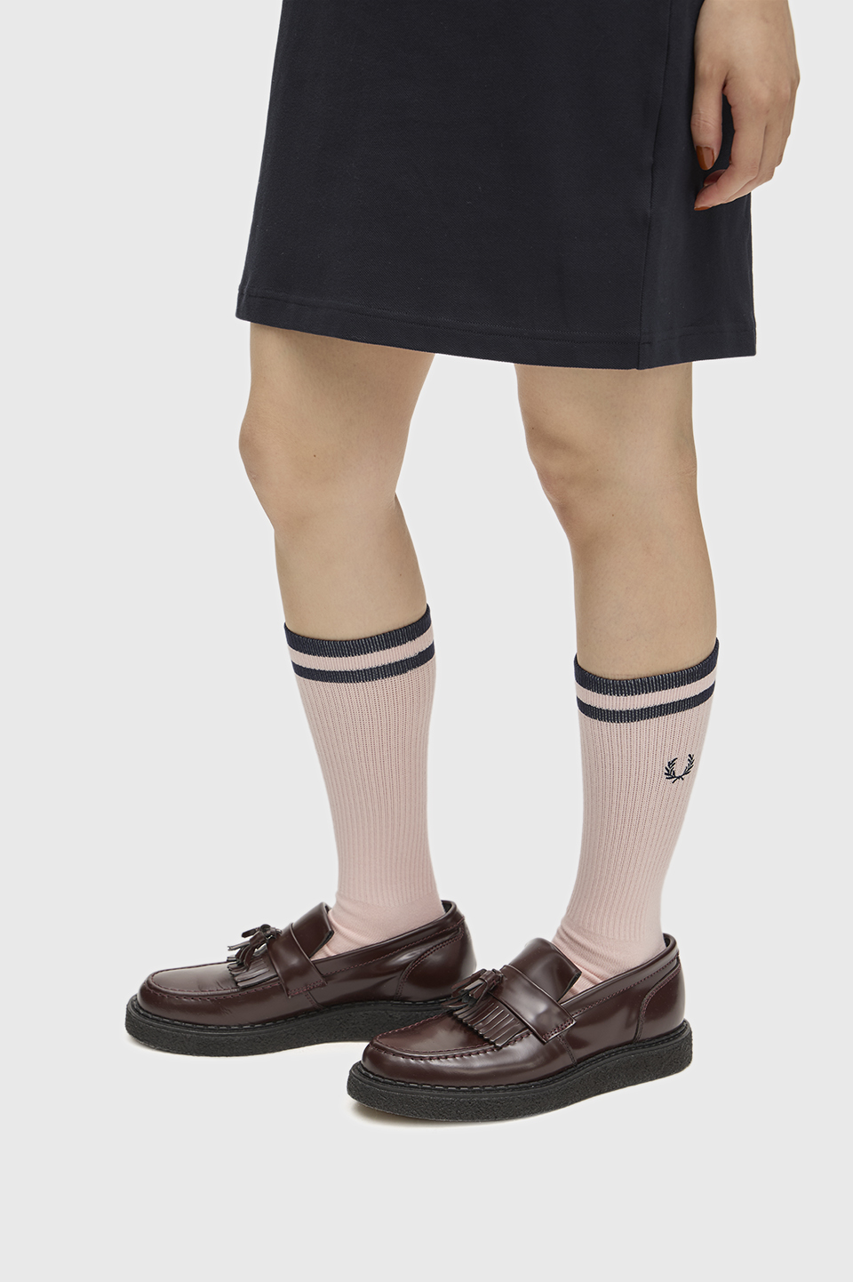 Tipped Sports Socks 82C:ICED PINK / NAVY 4-6