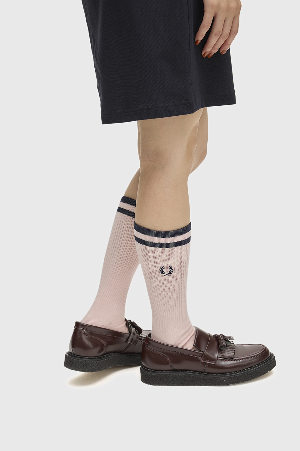 Tipped Sports Socks 82C:ICED PINK / NAVY 4-6