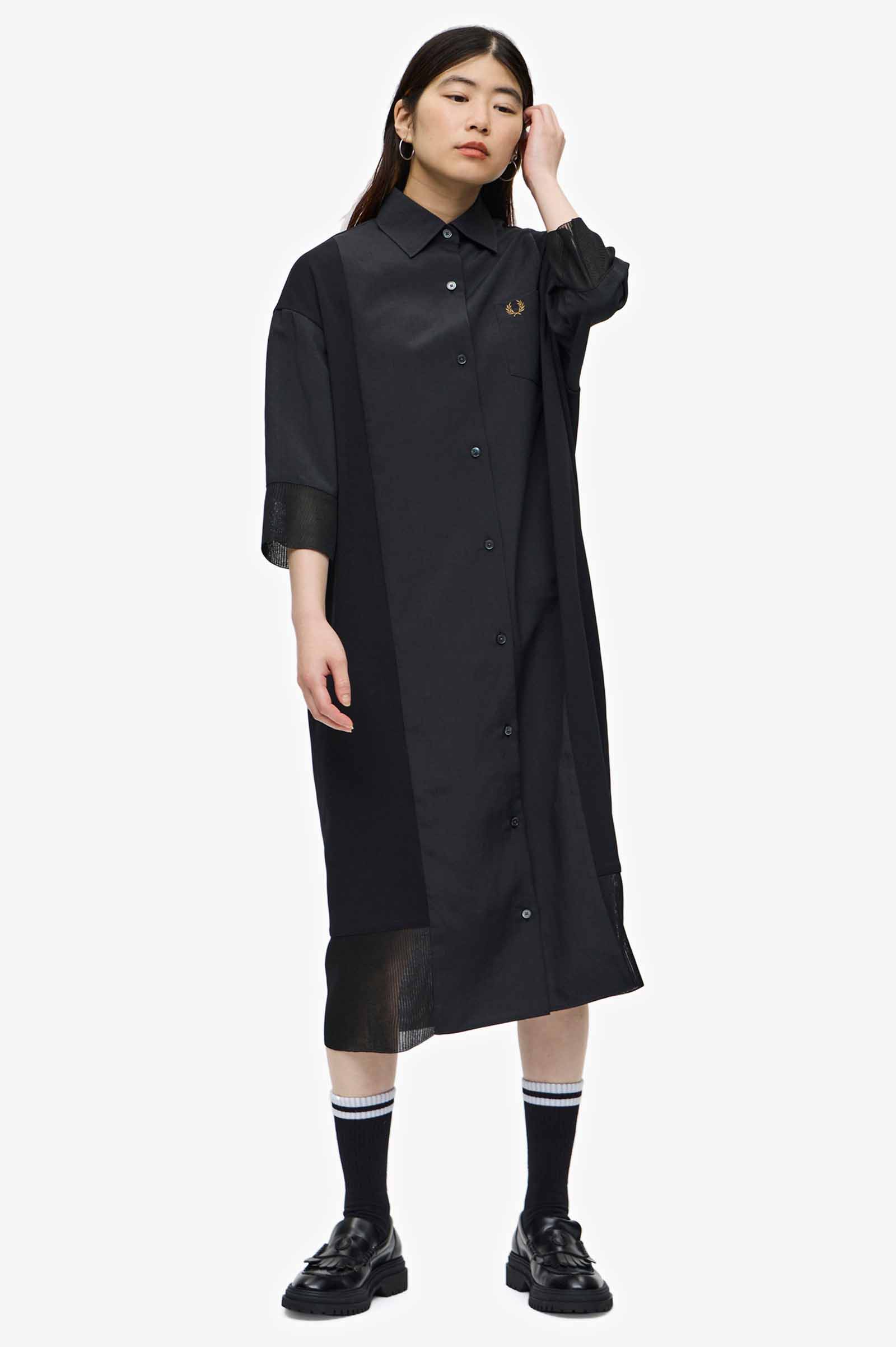 FRED PERRY / high neck jacquard dress