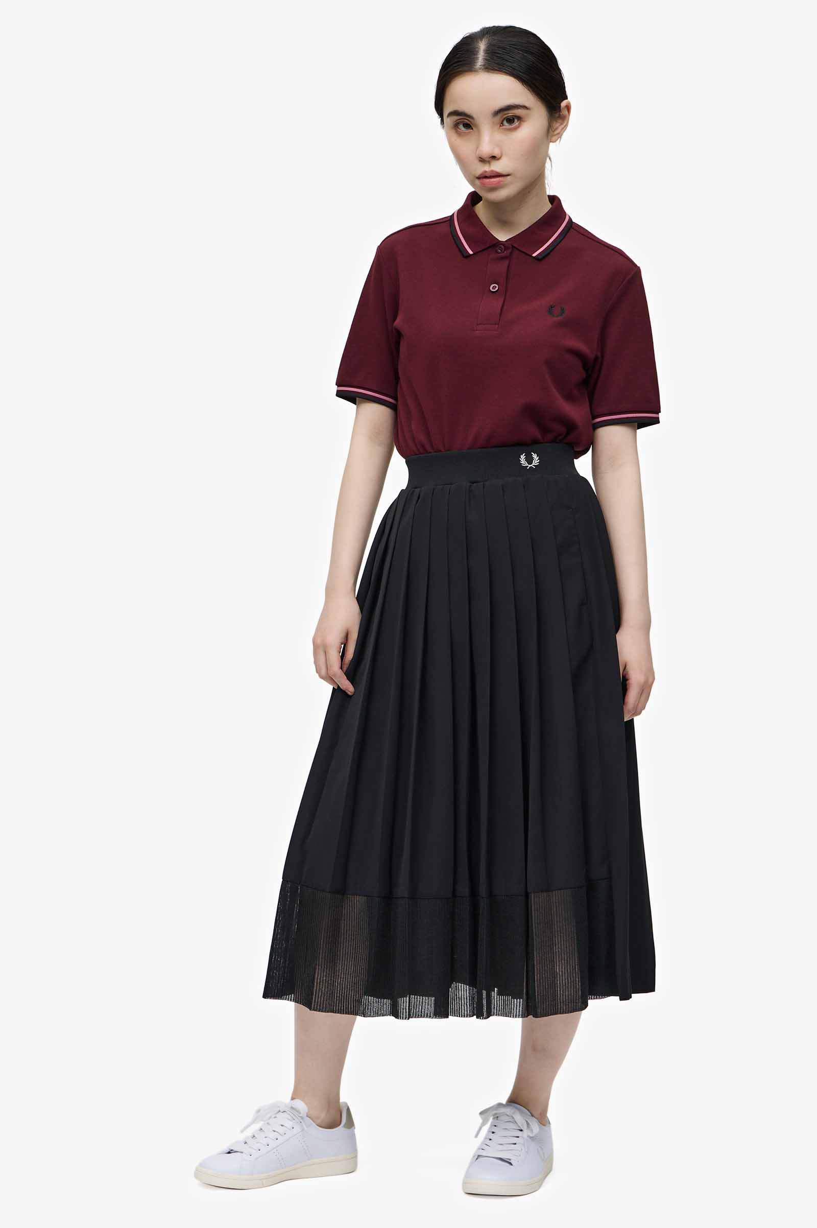 Sheer Knit Paneled Skirt(8 07：BLACK): | FRED PERRY JAPAN