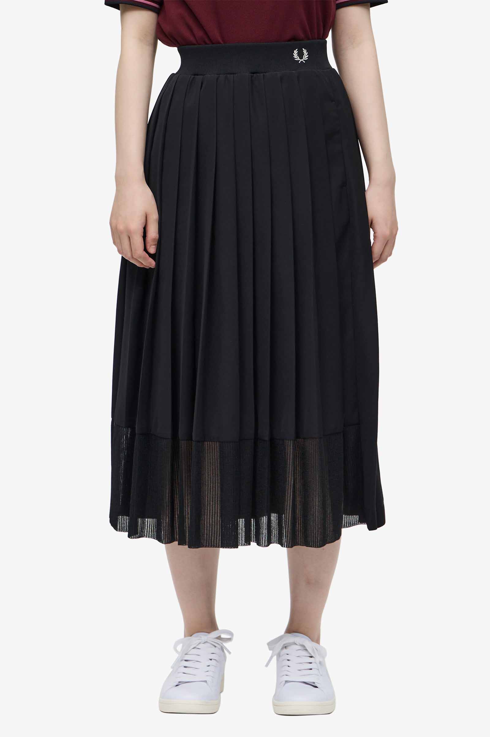 Sheer Knit Paneled Skirt(8 07：BLACK): | FRED PERRY JAPAN