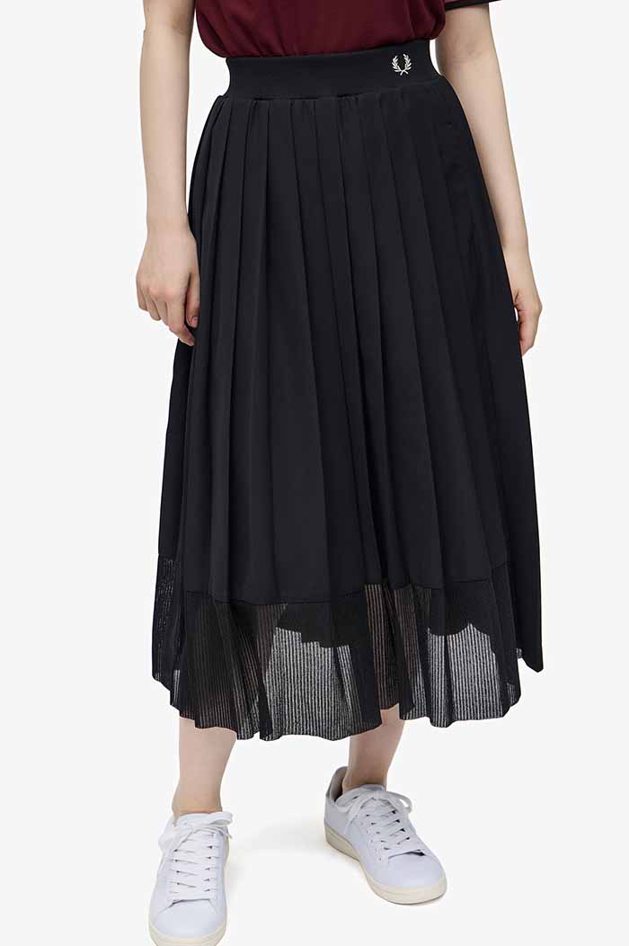 Sheer Knit Paneled Skirt(8 07：BLACK): | FRED PERRY JAPAN