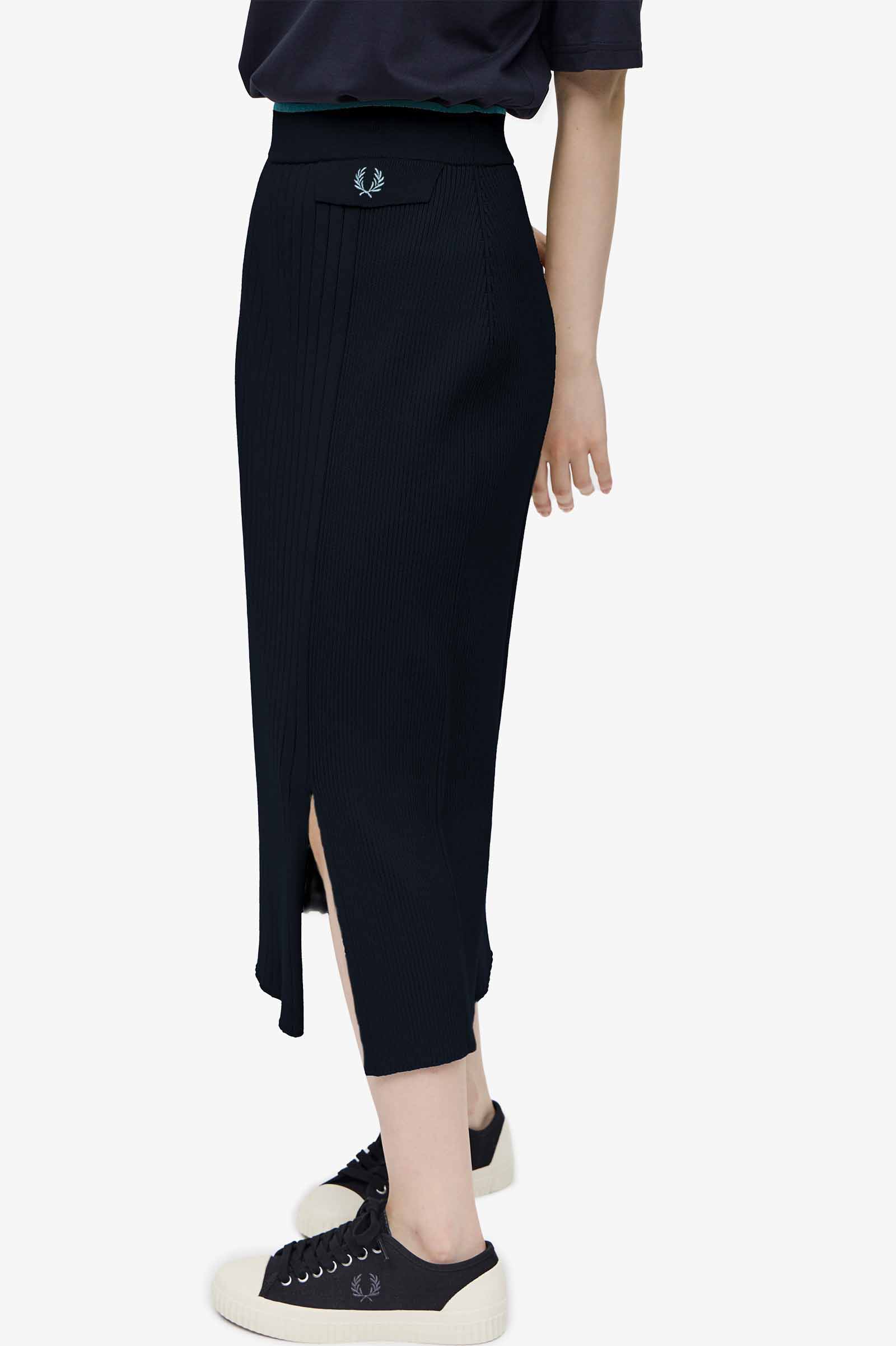 Knitted Ribbed Panel Skirt