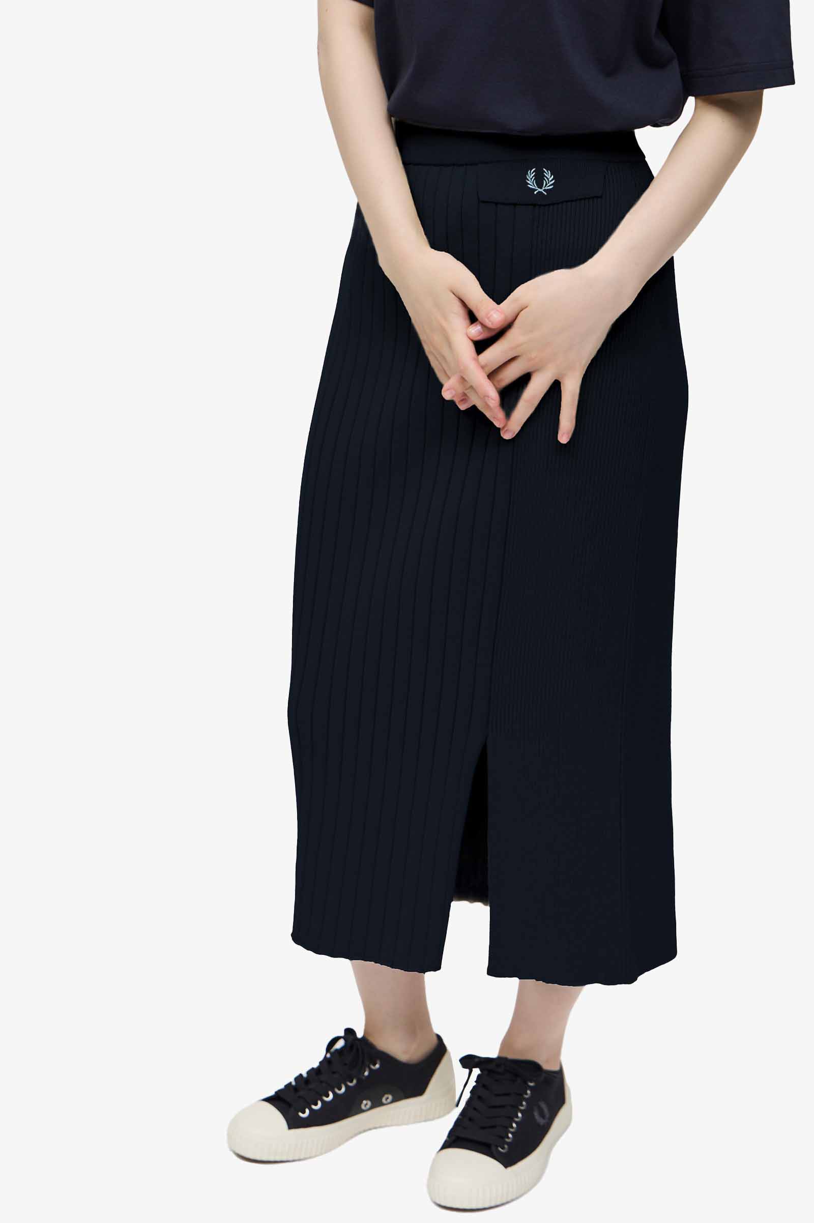 Knitted Ribbed Panel Skirt(8 01:NAVY): | FRED PERRY JAPAN