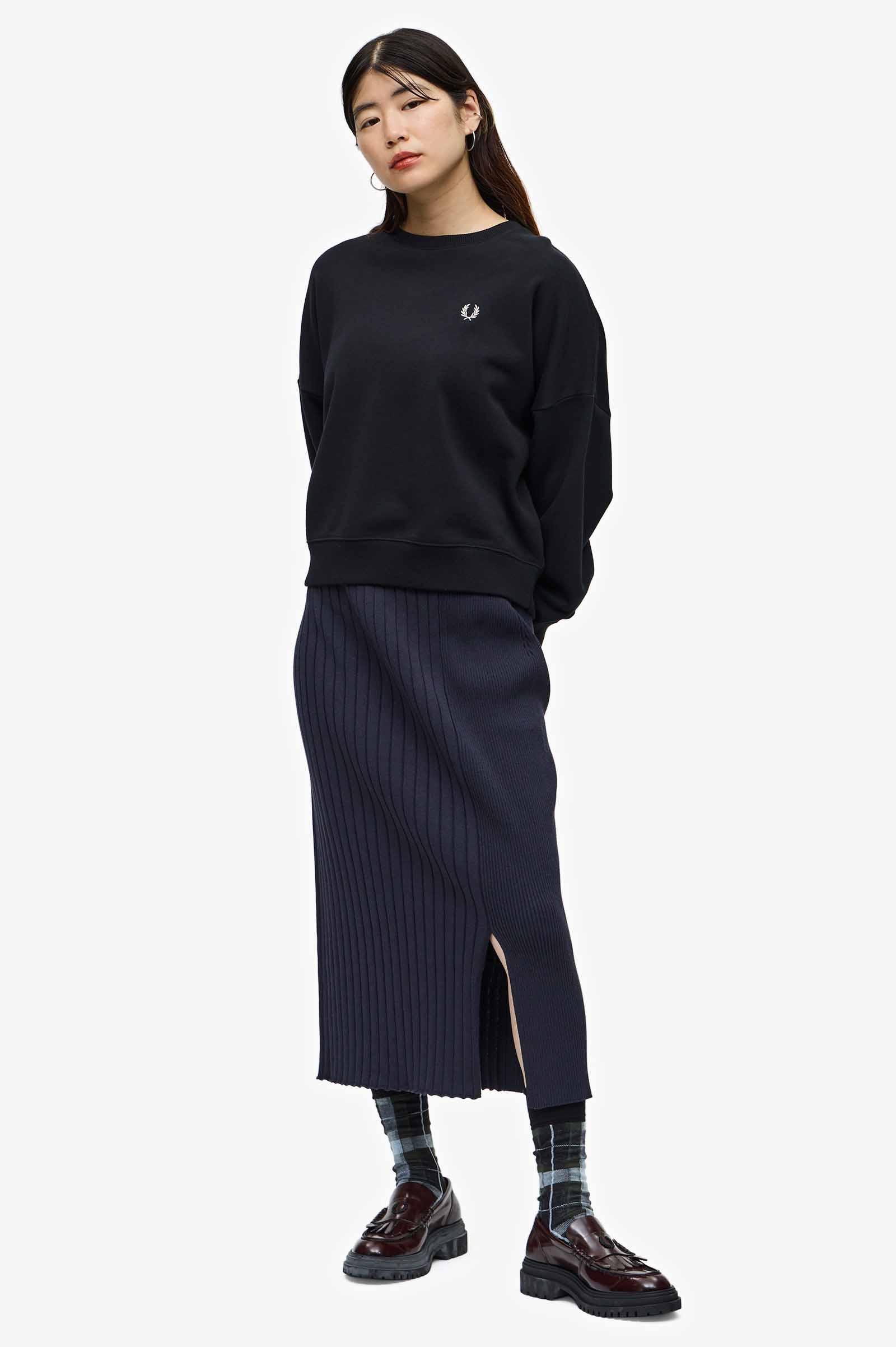 Knitted Ribbed Panel Skirt