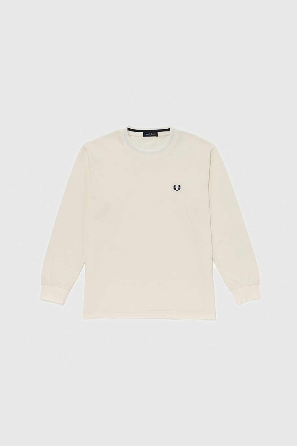 SHIPS Long Sleeve Pique T-Shirt 68C:ECRU / DARK AIRFORCE S