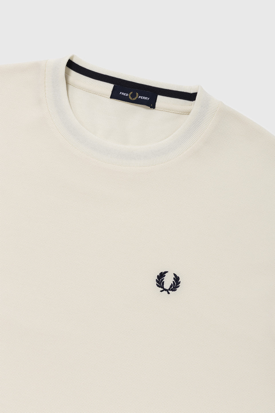 SHIPS Long Sleeve Pique T-Shirt 68C:ECRU / DARK AIRFORCE S