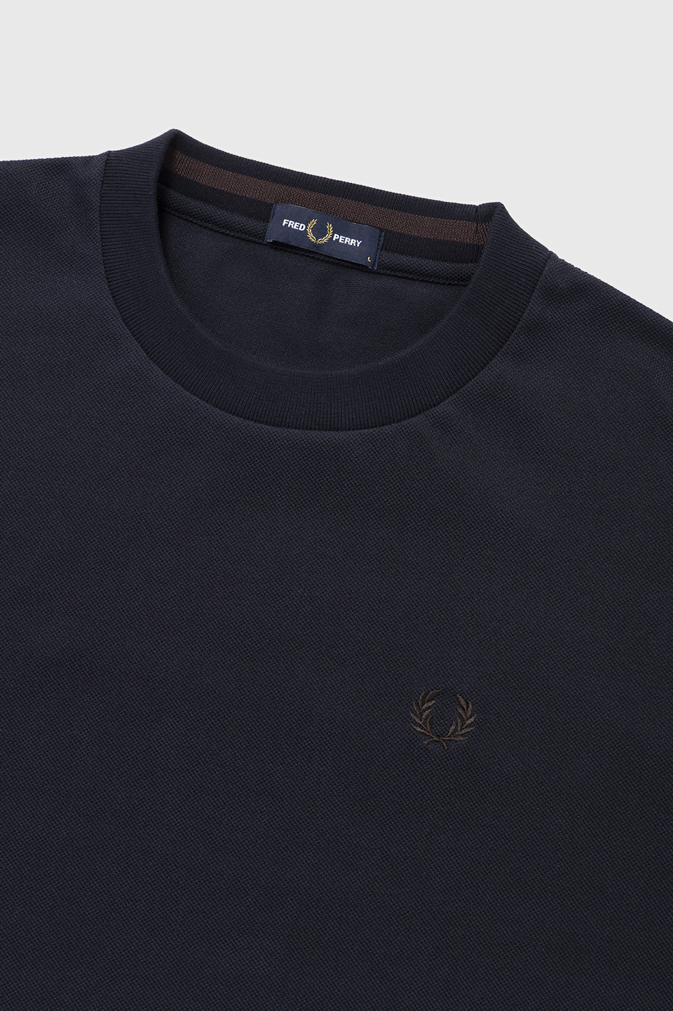 SHIPS Long Sleeve Pique T-Shirt 91C:NAVY / RICH BROWN S