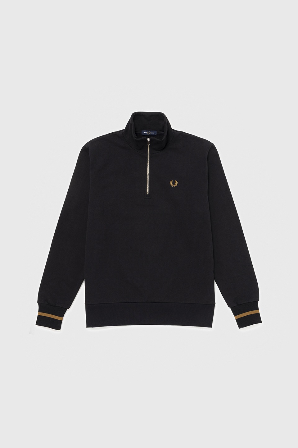 SHIPS Half-Zip Sweatshirt(S 102：BLACK / DARK CARAMEL): | FRED