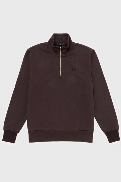 SHIPS Half-Zip Sweatshirt(S 102：BLACK / DARK CARAMEL): | FRED