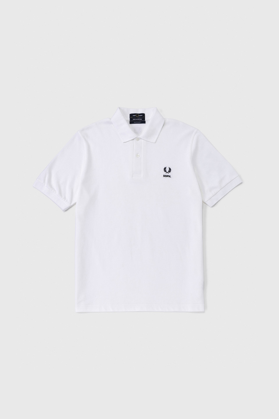 SOPH. X FRED PERRY Leather Badge Fred Perry Shirt 100:SNOW WHITE / NAVY 38