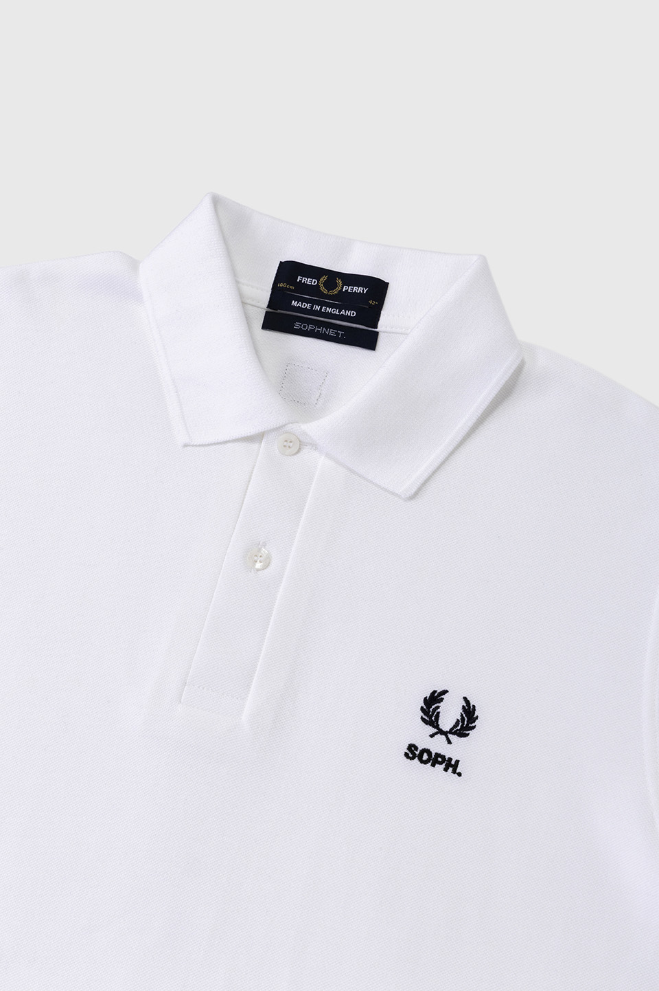 SOPH. X FRED PERRY Leather Badge Fred Perry Shirt 100:SNOW WHITE / NAVY 38