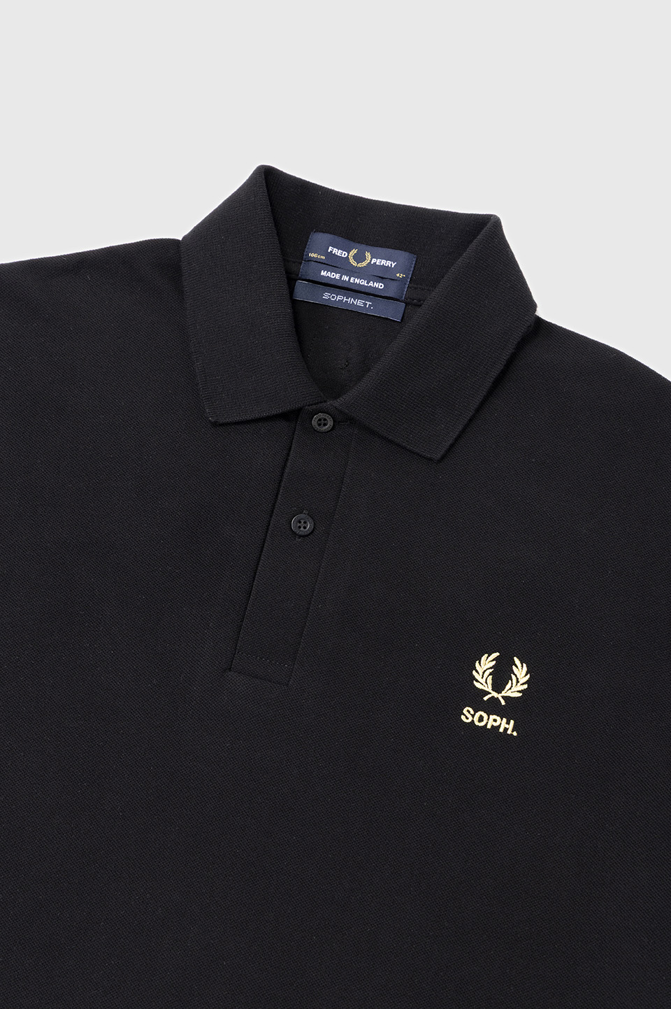 SOPH. X FRED PERRY Leather Badge Fred Perry Shirt 157:BLACK / CHAMPAGNE 38