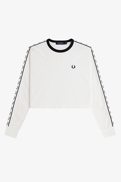 「FRED PERRY」 長袖カットソー 10 ホワイト レディース Twin Tipped Long Sleeve T-Shirt／フレッドペリーロンT（T